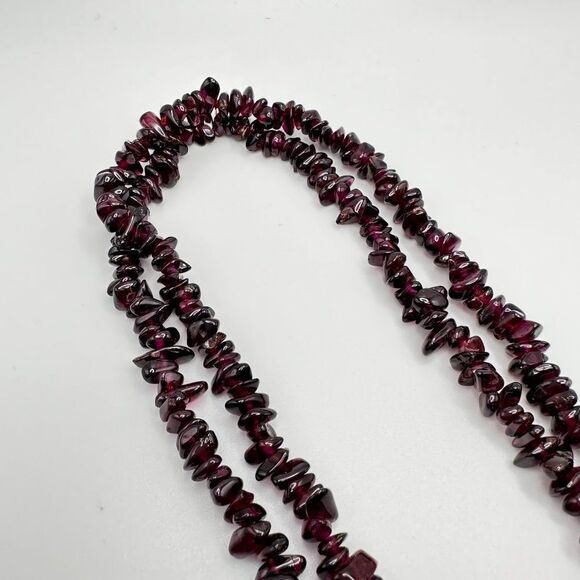Garnet Necklace Beaded 36 Inch String January Birthstone Vintage Gemstone - Picture 4 of 4